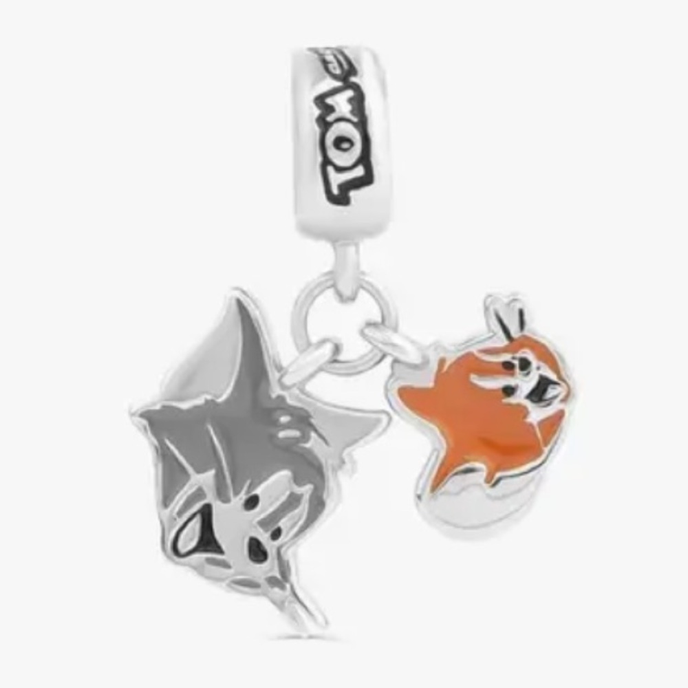 NWOT Tom & Jerry Cat & Mouse Cartoon Dangle Charm Sterling Silver 925